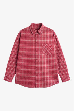 Рубашка в клетку с карманом Волнующий красный