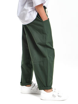 Брюки бананы свободные хлопок UD 7964 зеленый-хаки - Mini maxi фото 2