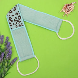 Мочалка для тела "Premium - LEOPARD", цвет голубой, 9*70см (ZIP пакет)