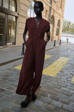 WIDE-LEG JUMPSUIT WITH BELT - Zara фото 2