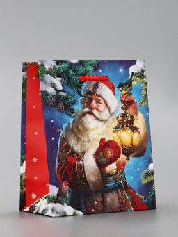 Цена за 2 шт. Пакет подарочный новогодний ламинированный, «Синички», 11.5×6.5×14.5 см