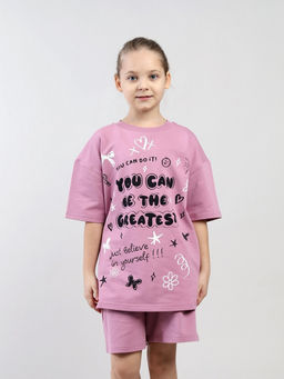 CSJG 90287-27-433 Комплект для девочки (футболка, шорты),розовый