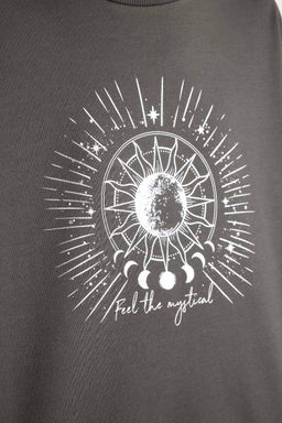 Толстовка с принтом Relax Fit с круглым вырезом - Defacto фото 5