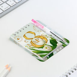 Цена за 2 шт. Подарочный набор, блокнот 9?10.4 см и мини-ручка С 8 Марта. Тюльпаны