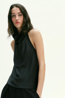 TOP HALTER SATINADO / Negro - Zara фото 13