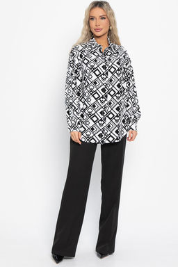 Блуза хлопковая Танец линий (черно-белая) Б14856-14М