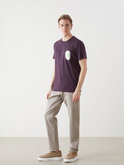 Bisiklet Yaka K?sa Kollu Bask?l? Penye Erkek Ti??rt