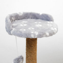 Когтеточка малая Арена с игрушкой, 40 х 40х 50 см, джут, серая с лапками - Пижон фото 5