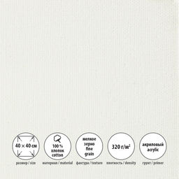 Холст грунтованный на подрамнике VISTA-ARTISTA ACFG-4040 100% хлопок 40 х 40 см 320 г/кв.м 2 шт Плещеевский мелкозернистый