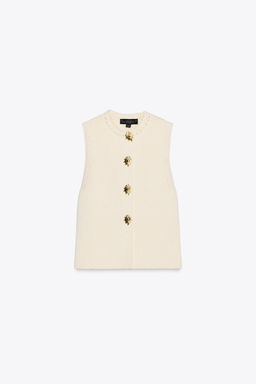 KNITTED TOP WITH GOLD BUTTONS - Zara фото 12