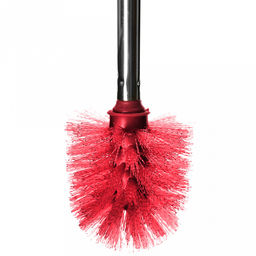 Ерш унитазный пластмассовый со съемной ручкой из нержавеющей стали "Металлик" 49см, с подставкой д13,5см h10,5см, бордо (Китай)