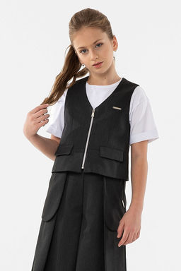 Синий школьный жилет для девочки Mooriposh, модель 1115 фото 12