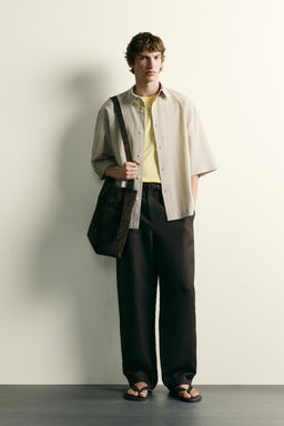 CAMISA CUADROS RELIEVE / Beige