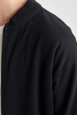 Кардиган-бомбер стандартного кроя с воротником-бомбером - Defacto фото 5