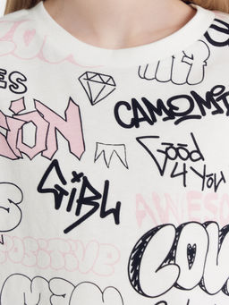 Футболка для девочек белая с принтом граффити - Mark formelle фото 6
