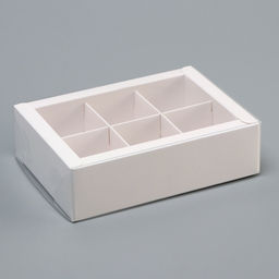 Цена за 2 шт. Коробка для 6 конфет, белая с прозрачной крышкой, 13.7×9.85×3.85 см