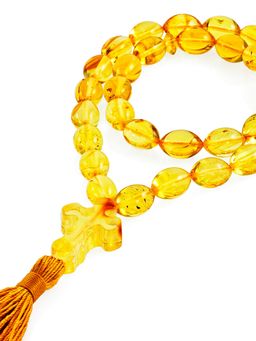 Православные четки из натурального янтаря Оливки лимонные
