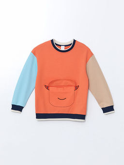 Bisiklet Yaka Bask?l? Erkek ?ocuk Sweatshirt