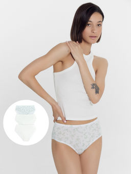 Трусы женские макси мультипак (3 шт.) белые с цветочками цветочки на белом 412075-3