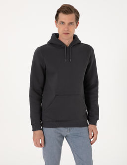 Antrasit 2 _plik Regular Fit __i Polarl_ Kap__onlu Basic Sweatshirt