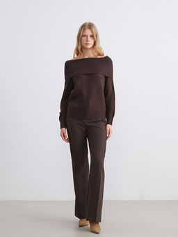 B?y?k Beden Dar Fit ?spanyol Pa?a Kad?n Pantolon