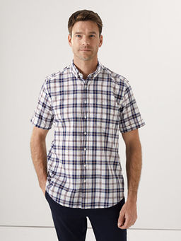 Regular Fit K?sa Kollu Ekose Poplin Erkek G?mlek