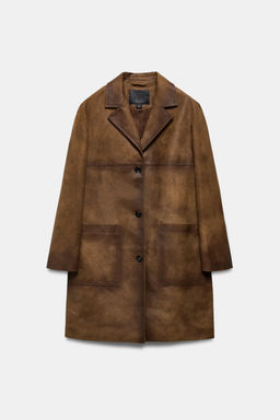 100% LEATHER COAT ZW COLLECTION LIMITED EDITION - Zara фото 2