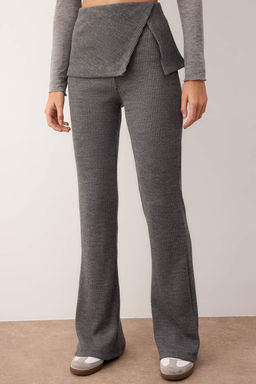 Antrasit Fitilli Flare/Ispanyol Paca Beli Katlamal? Pantolon TWOAW26PL00078 - Trendyolmilla фото 3