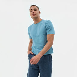 Футболка мужская MINAKU REGULAR FIT: голубая, р-р 54