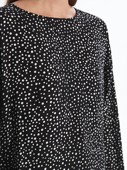 Bisiklet Yaka Puantiyeli Uzun Kollu Kad?n Bluz
