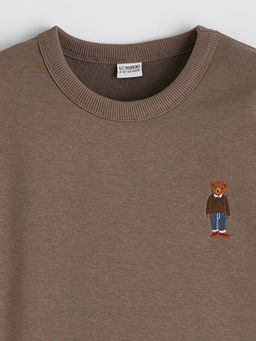 Bisiklet Yaka Nak??l? Erkek ?ocuk Kal?n Sweatshirt