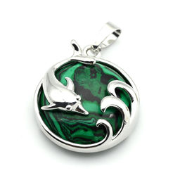 Подвеска Дельфин 24*26 с малахитом искусственным