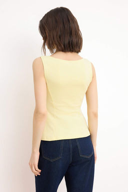 Sar? S?f?r Kol Bisiklet Yaka Esnek Orme Bluz TWOSS25BZ00604