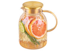 Кувшин 1,8 л 18*13*19,5 см "Crystal glass" золото+метал.крышк. с силик.уплотнит, ионное покр