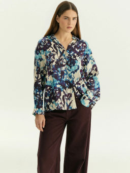 Рубашка с абстрактным принтом из 100% вискозы, B3245/graphica