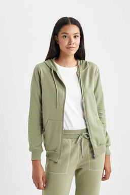 Базовая толстовка на молнии с капюшоном обычного кроя