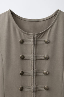 VESTIDO VOLANTES Y ALAMARES / Khaki - Zara фото 4