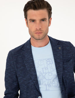 Темно-синяя приталенная куртка из смесового хлопка - Cacharel фото 2