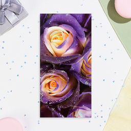 Цена за 10 шт. Конверт для денег Универсальный глиттер, фиолетовые розы, 17х8,5 см - Simaland фото 2