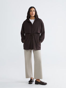 Dik Yaka Oversize Kad?n Fermuarl? Sweatshirt