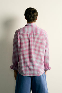 CAMISA RELAXED FIT CUADROS / Rosa - Zara фото 3