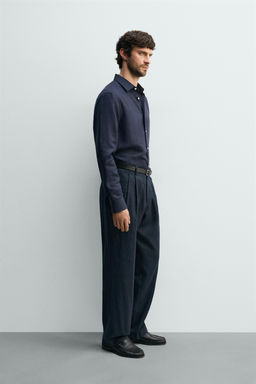 CAMISA REGULAR FIT LINO - LYOCELL / Marino - Zara фото 4