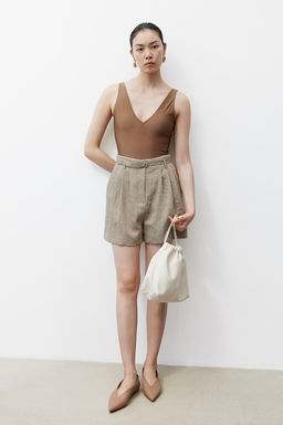 Pantalon corto paper bag con cinturon - H&m фото 2