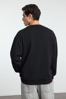 TRENDYOL MAN Bordo Unisex Oversize/Genis Kesim Ici Polarl? V Yaka Bask?l? Sweatshirt TMNAW25SW00157 - Trendyolmilla фото 5