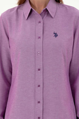 Женская фиолетовая базовая рубашка с длинным рукавом Неожиданная скидка в корзине - U.s. polo assn фото 6