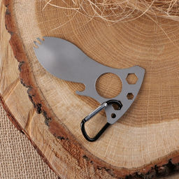 Мультитул туристический «Вилка-ложка» с карабином, 10 см