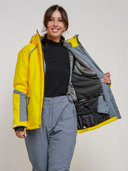 Горнолыжная куртка женская зимняя желтого цвета 2316J - Chunmai фото 11