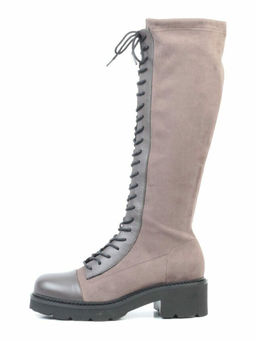 01-M06 GREY Ботинки демисезонные женские высокие (натуральная кожа, велюр, байка) - No name фото 11