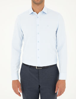 A__k Mavi Slim Fit Uzun Kollu G_mlek