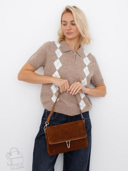 Сумка женская кожаная 8360F brown Polina&Eiterou  в Новосибирске